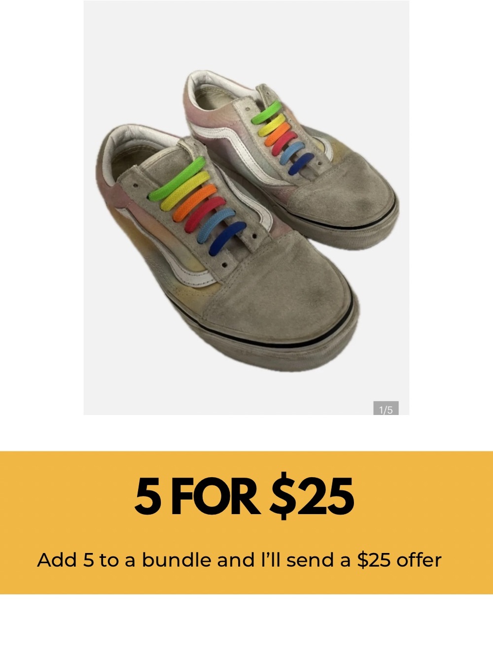 Vans tie dye sneakers with rainbow laces.